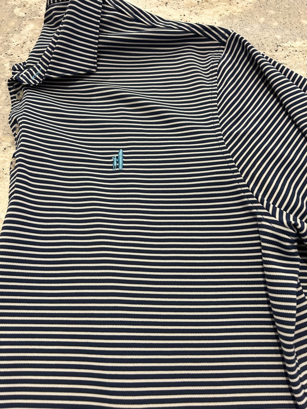 Johnnie-O Striped Navy & White Polo Golf Shirt - Picture 6 of 6